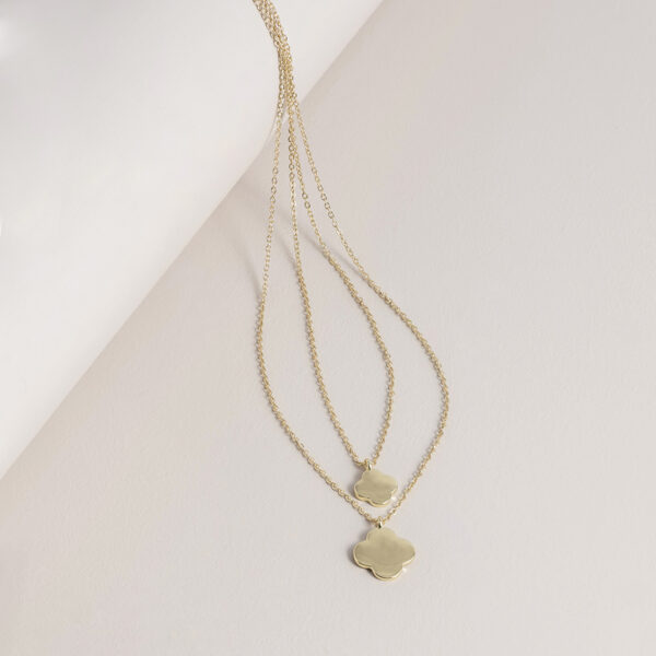 Super Amazing 2-Row Clover Necklace in Gold